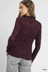 Umgee Lace Sheer Long Sleeve Top OutfitFlow