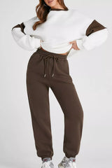 Drop Shoulder Loose Sweatshirt and Joggers Active Set OutfitFlow