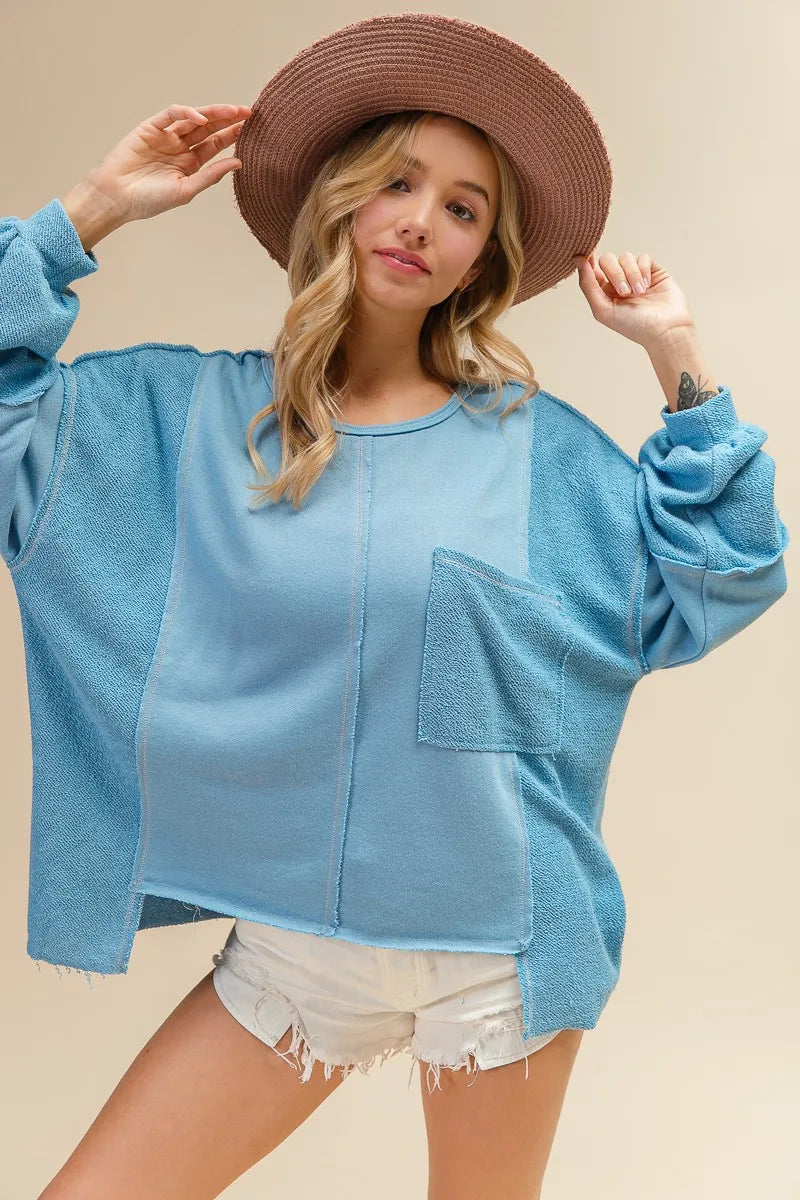 BiBi Oversized Pocket Front Sweatshirt OutfitFlow