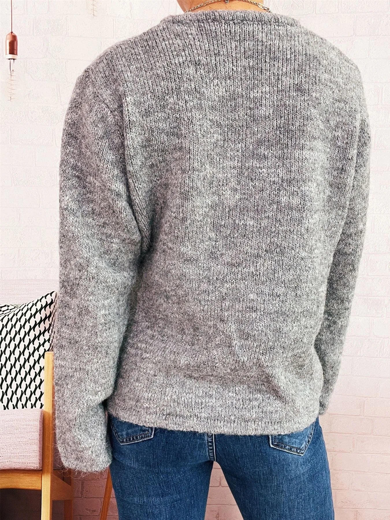 Button-Front Side-Tie Sweater OutfitFlow