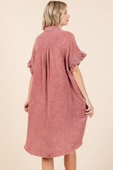 Mittoshop Mineral Wash Cotton Gauze Mini Shirt Dress OutfitFlow