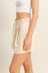 HYFVE High-Waisted Washed Twill Paperbag Shorts OutfitFlow