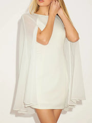 Mesh Cape Sleeve Mini Dress White OutfitFlow