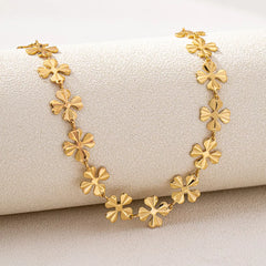 18K Gold-Plated Alloy Flower Chain Necklace OutfitFlow
