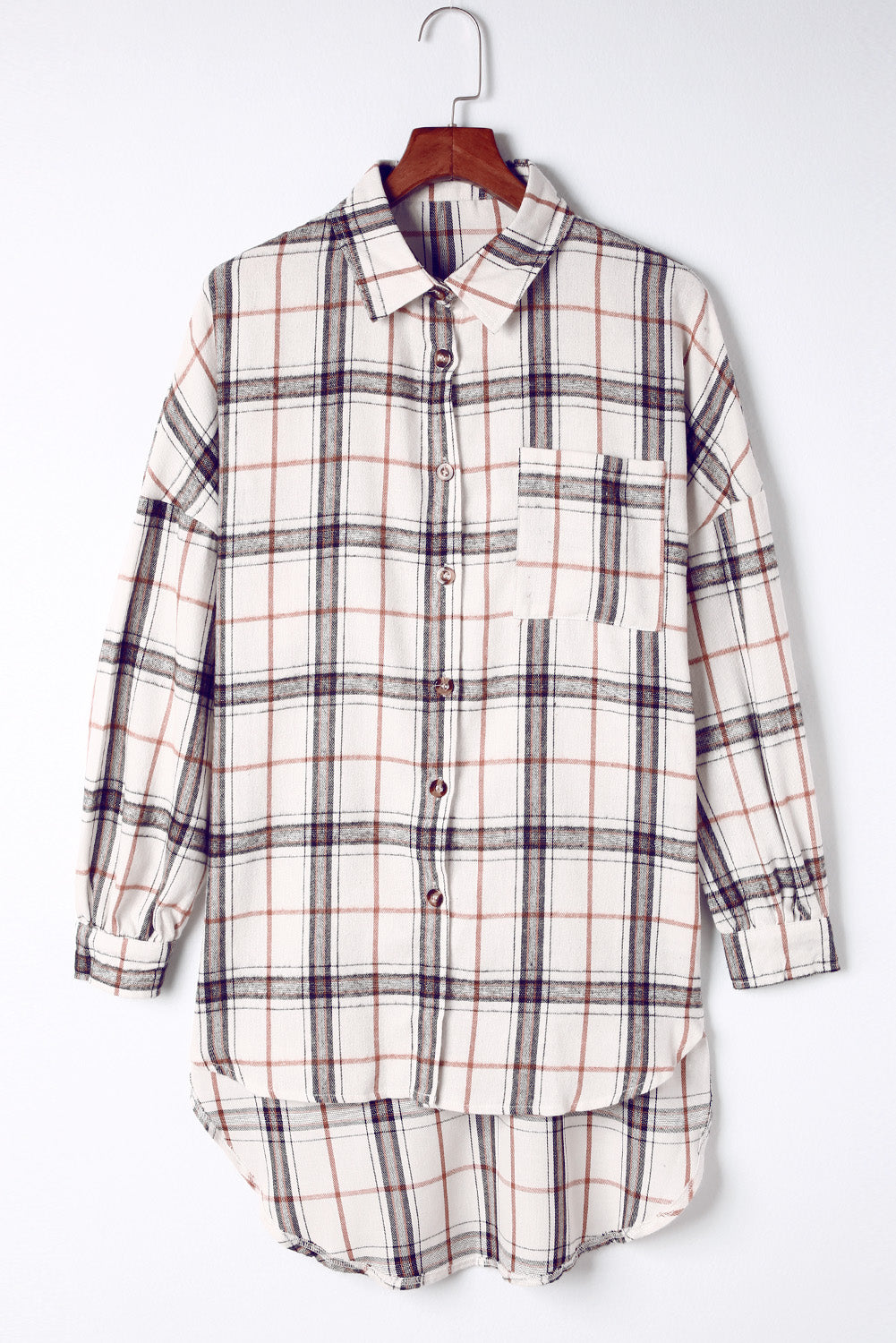 Plaid Button Up Long Sleeve Shacket