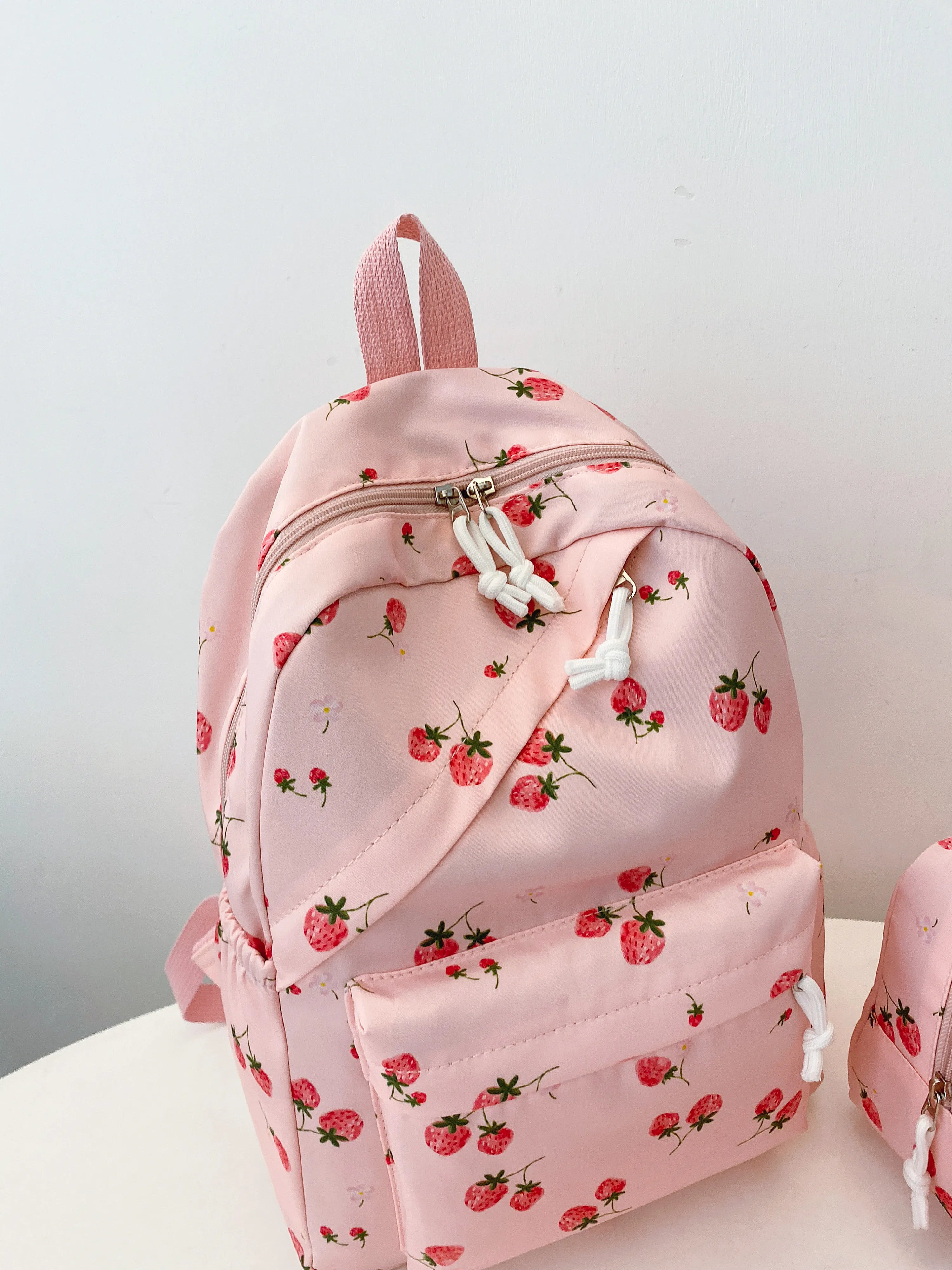 3-Piece Strawberry Print Canvas Bag Set OutfitFlow