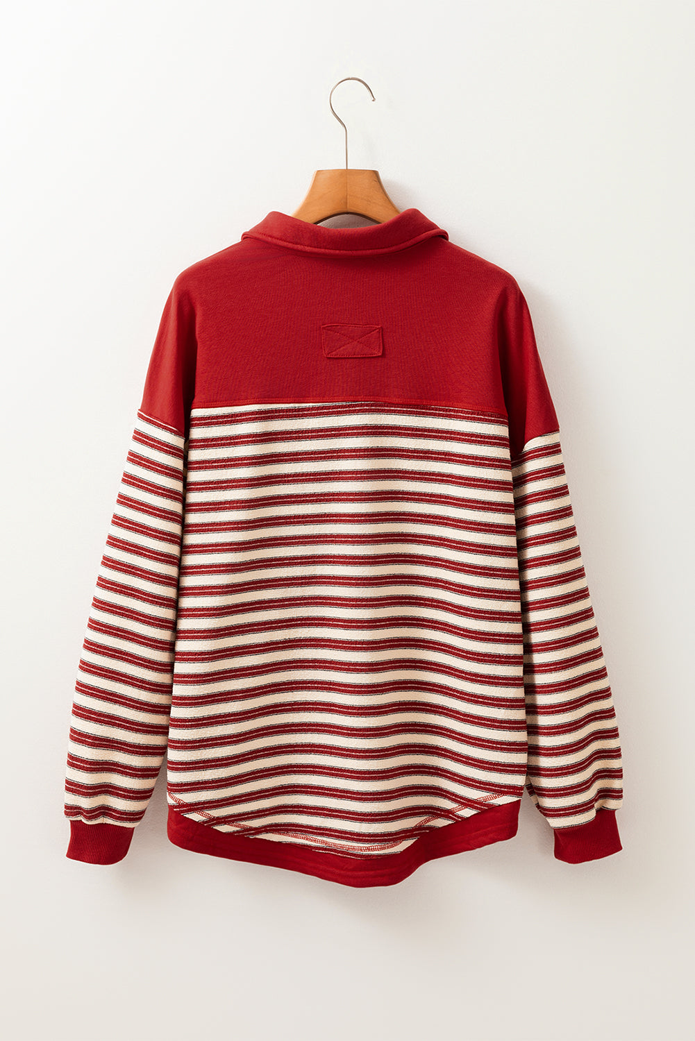 Outfit Flow - Stripe Johnny Collar Drop Shoulder Sweatshirt