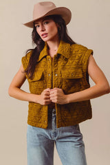 SO ME Triangle Quilting Stitch Button Up Knit Vest OutfitFlow