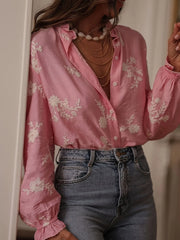 Flower Button Up Long Sleeve Shirt OutfitFlow