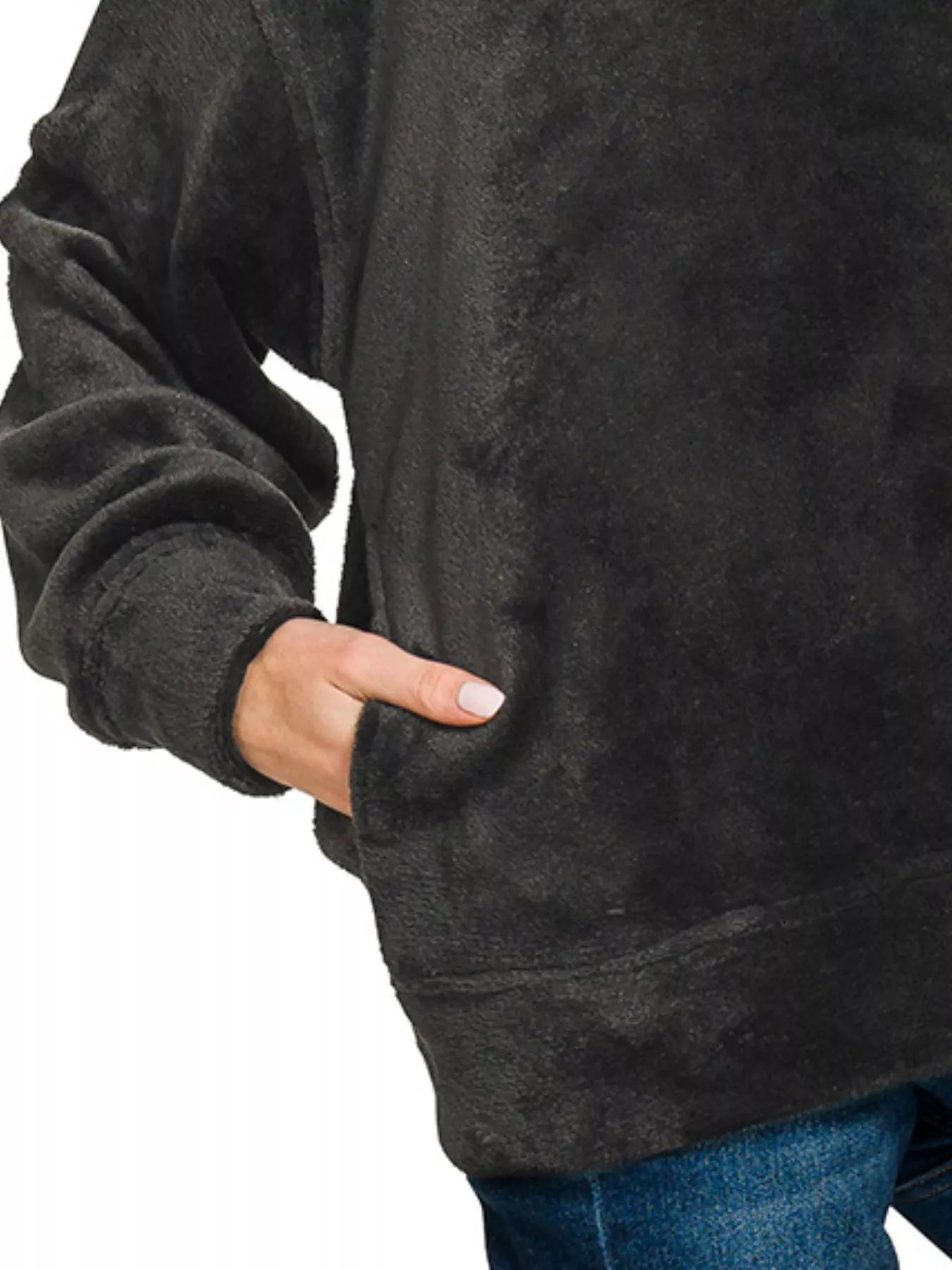 Zenana Faux Fur Half Zip Pocket Pullover OutfitFlow
