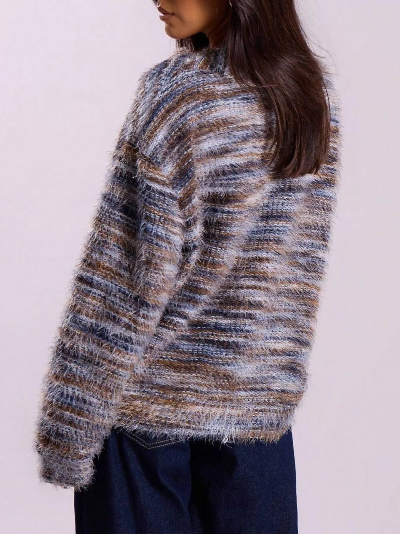 Chunky Knit V-Neck Button-Up Cardigan OutfitFlow