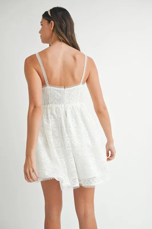 MABLE Eyelet Lace Babydoll Mini Cami Dress OutfitFlow