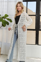 ADORA Long Sleeves Crochet Elastic Cardigan OutfitFlow