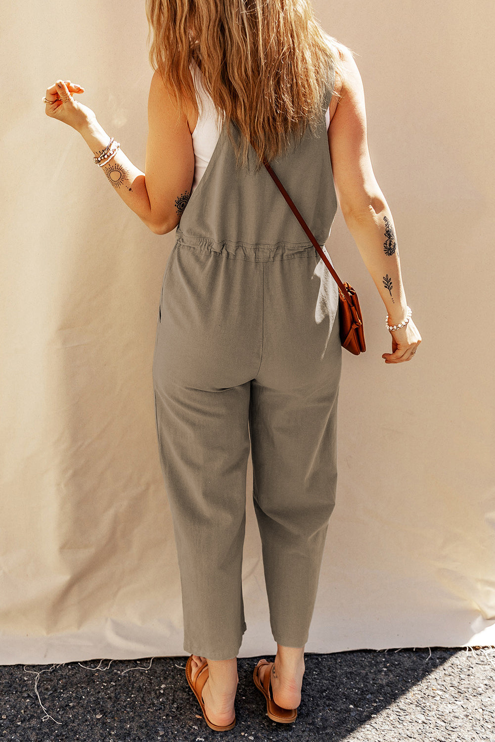 Drawstring Wide Strap Overalls with Pockets OutfitFlow