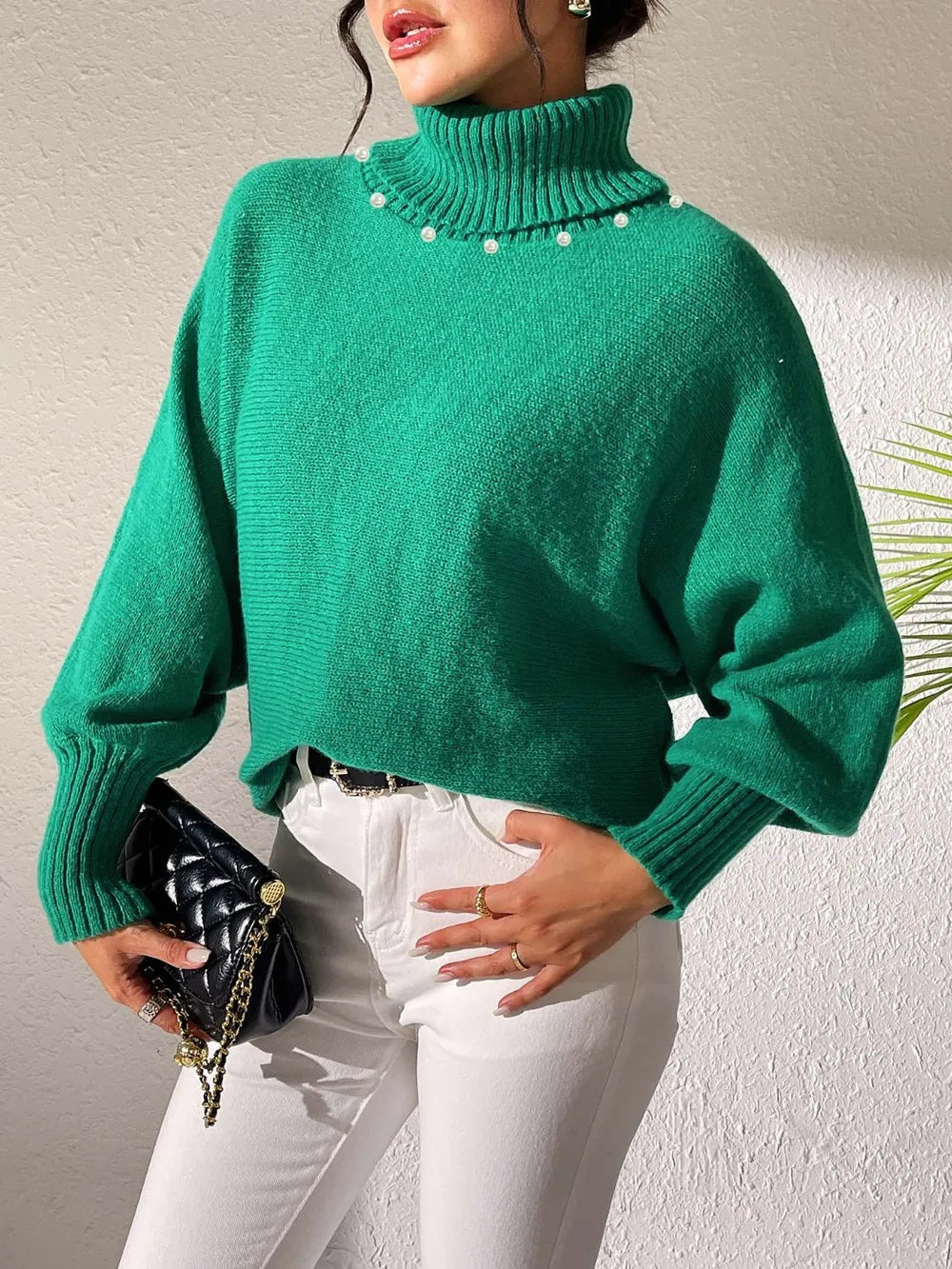 Turtleneck Long Sleeve Sweater OutfitFlow