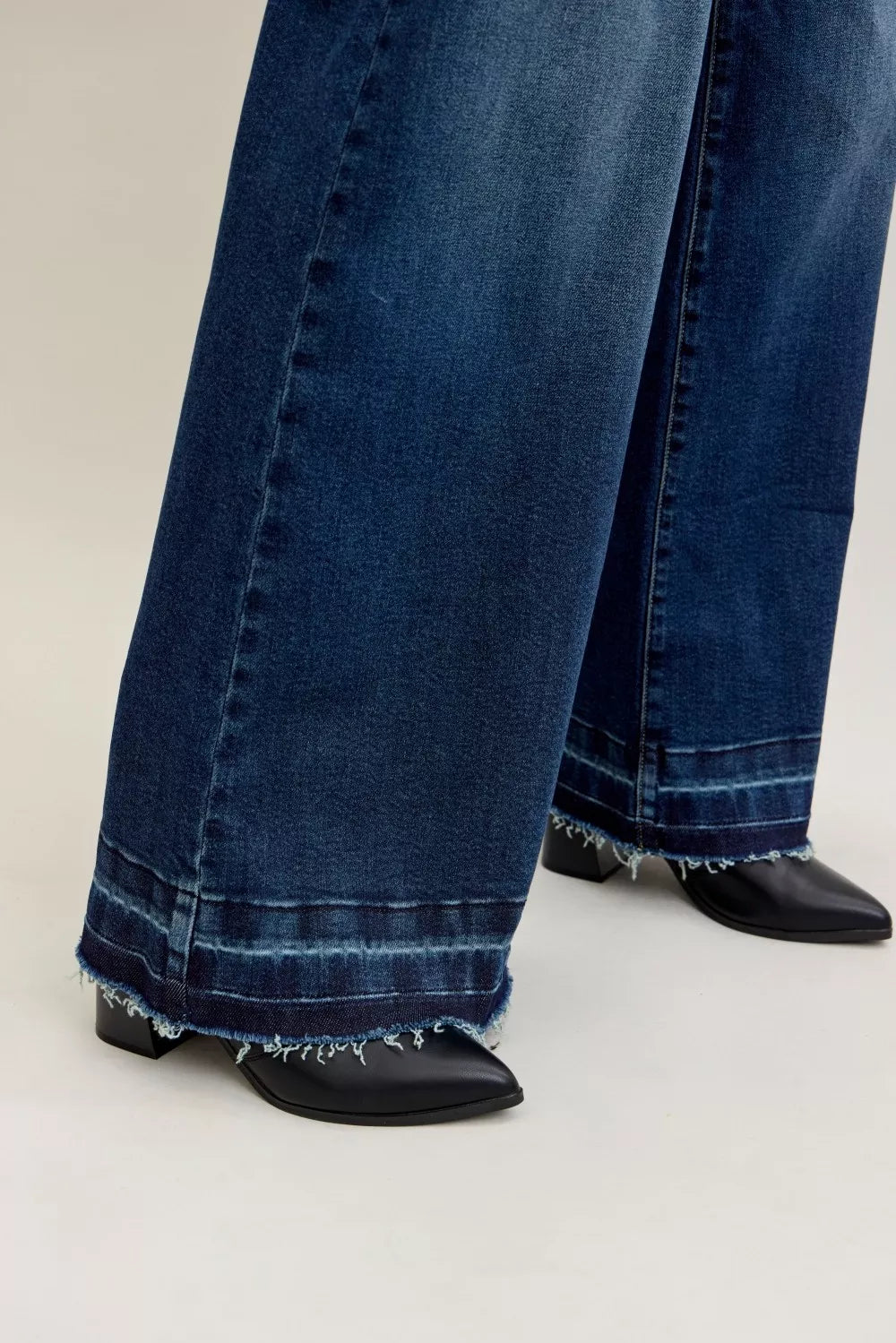 Judy Blue High Waist Palazzo Jeans with Front Patch Pockets Trendsi