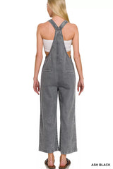 Zenana Washed Knot Strap Pockets Jumpsuit OutfitFlow