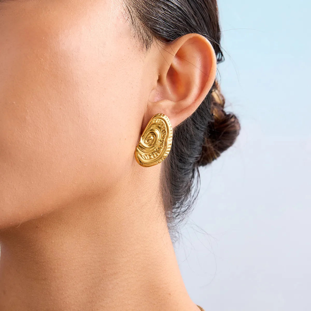 18K Gold-Plated Spiral Gold Stud Earrings OutfitFlow
