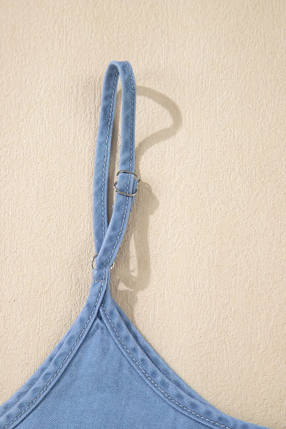Ruffled Spaghetti Straps Denim Tank Top OutfitFlow