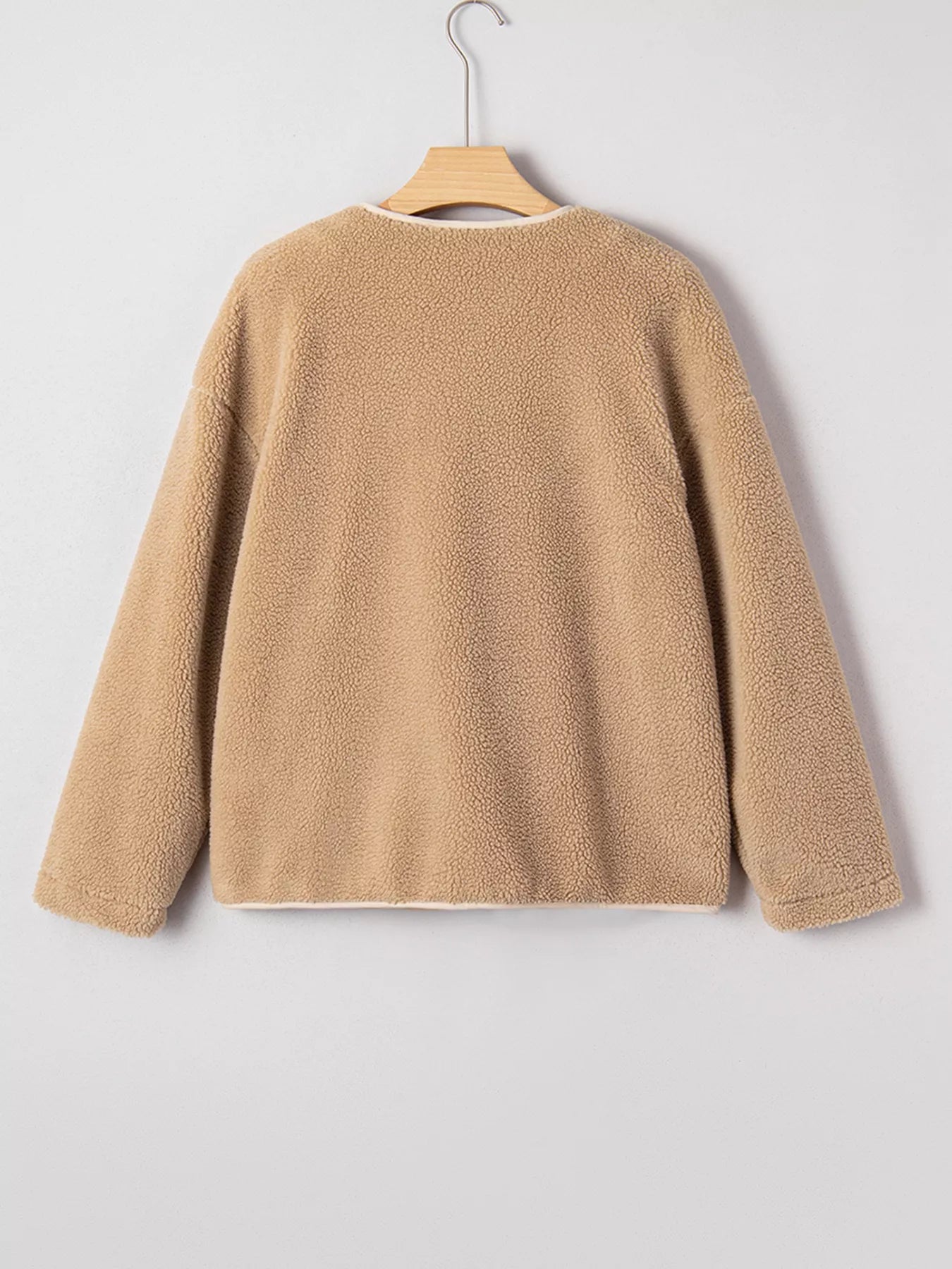 Casual Leopard Print Accent Plush Jacket with Pockets OutfitFlow