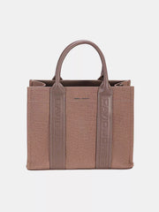 David Jones Canvas Tote Handbag with Contrast Leather Handles OutfitFlow