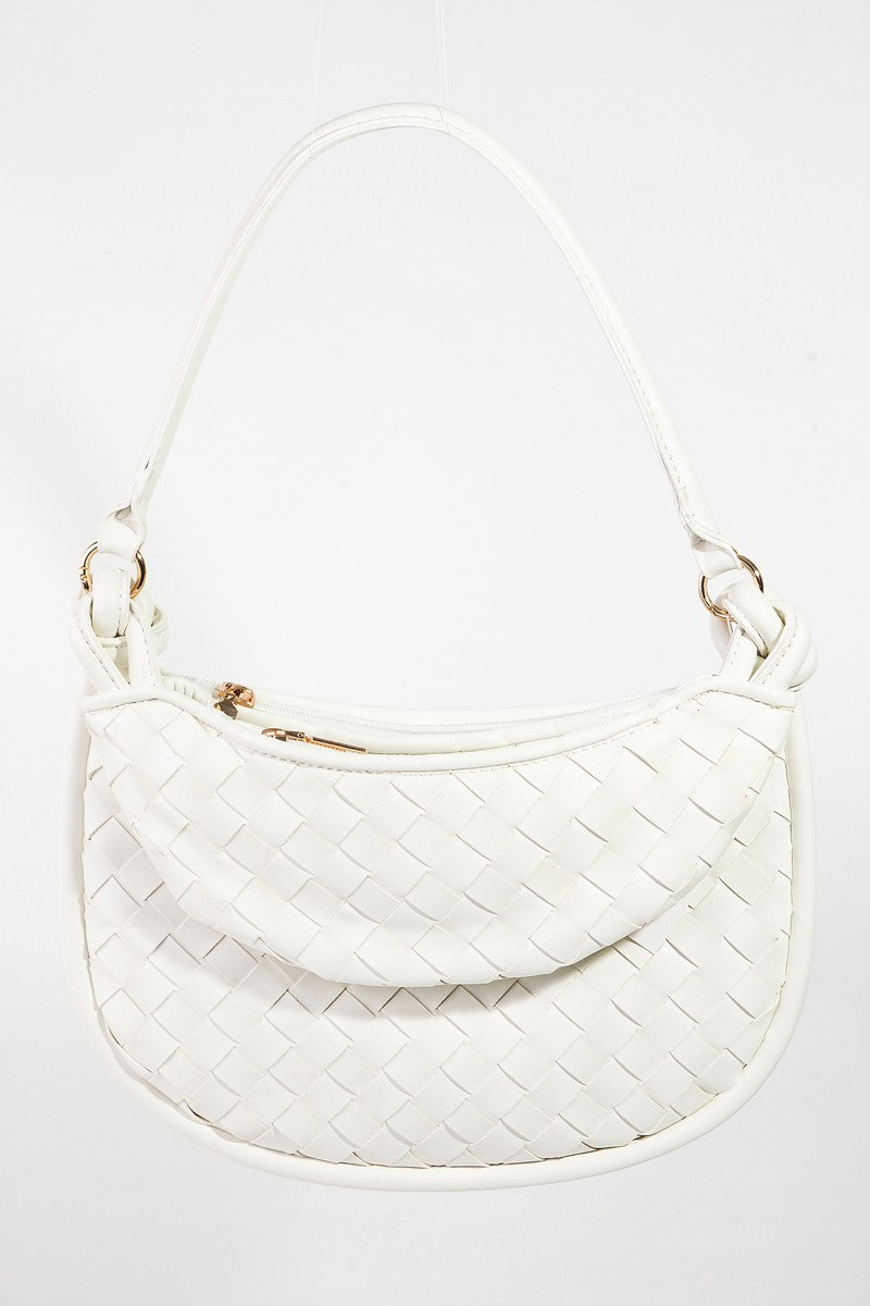 Outfit Flow - Fame PU Leather Basket Weave Half Moon Bag