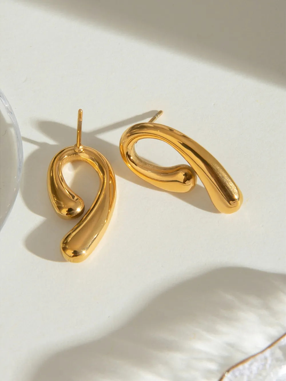 18K Gold-Plated Stainless Steel Geometric Shape Earrings OutfitFlow