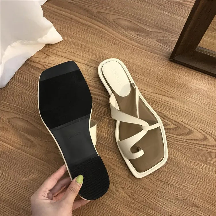 Toe Loop Flats Sandals OutfitFlow