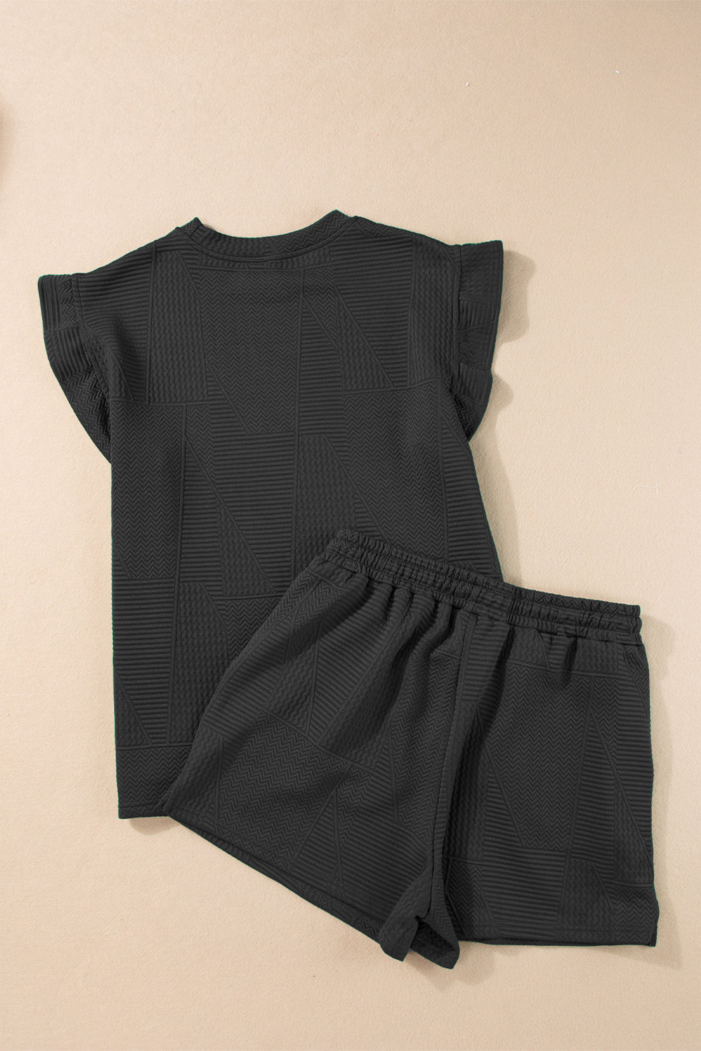 Slit Round Neck Top and Drawstring Shorts Set OutfitFlow