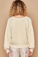 POL Cable Knit Cutout Long Sleeve Sweater