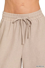 Zenana Woven Crepe Elastic Band Pants Trendsi