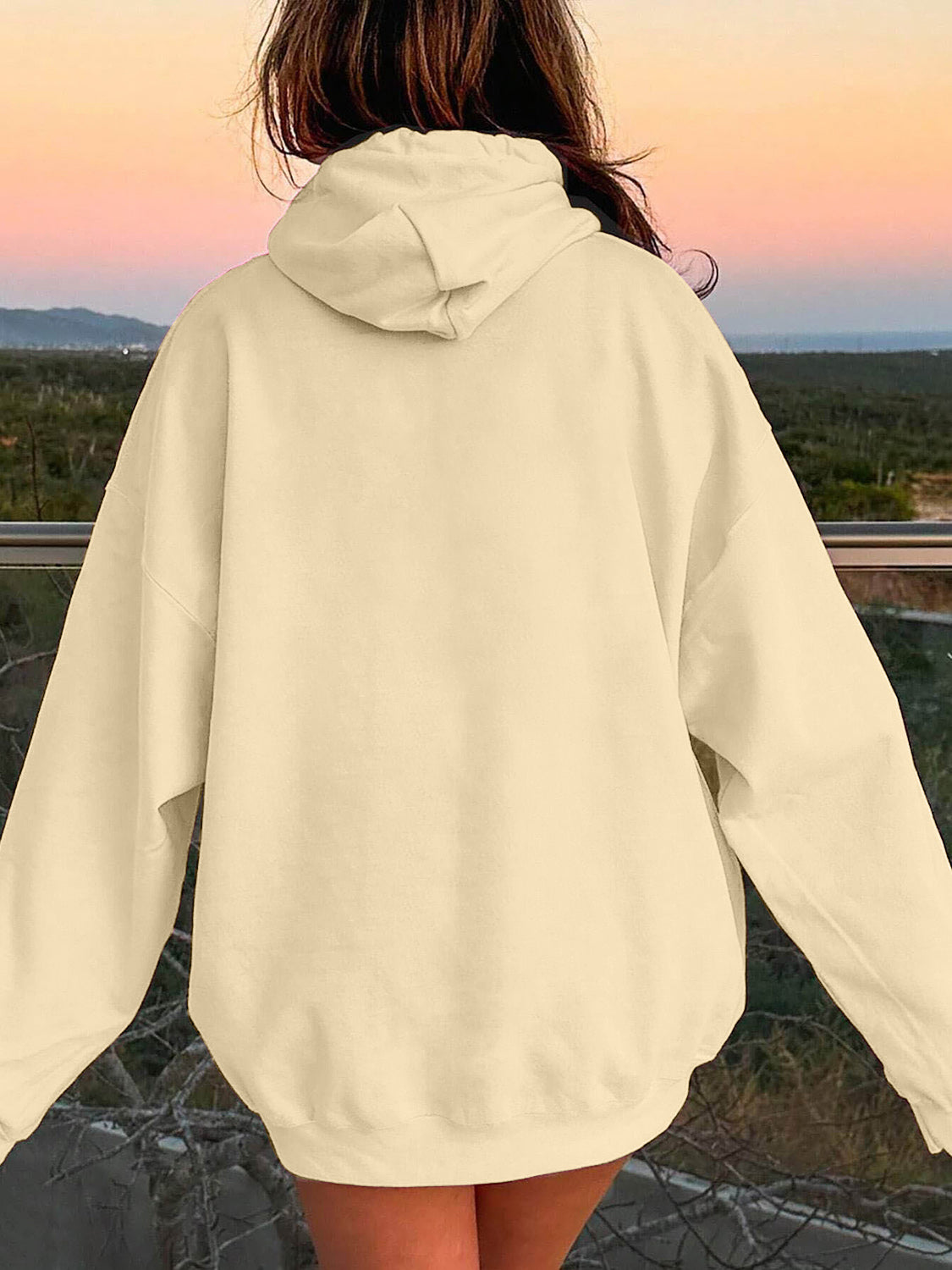 Drawstring Dropped Shoulder Hoodie OutfitFlow