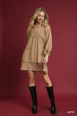 Umgee Boho Peasant Mini Dress with Trim Detail OutfitFlow