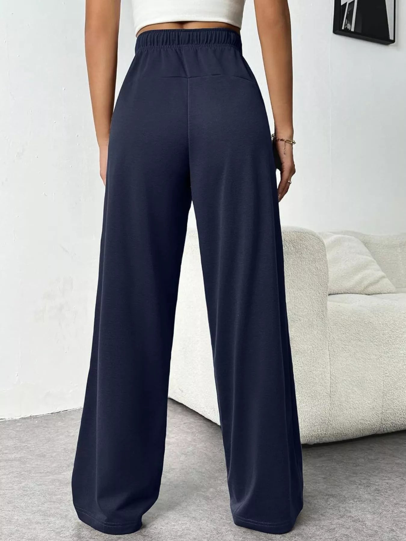 Drawstring Wide Leg Pants OutfitFlow