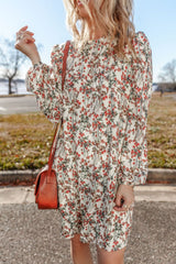 Outfit Flow - Floral Round Neck Long Sleeve Dress