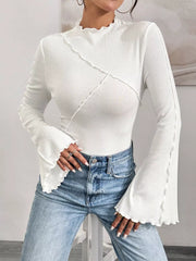 Lettuce Edge Flare Sleeve Top OutfitFlow