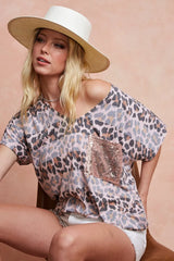 BiBi Leopard Stripe Printed Jersey T-Shirt OutfitFlow