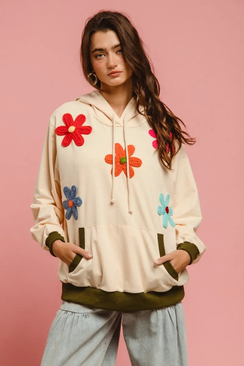 BiBi Patched Hoodie Top OutfitFlow