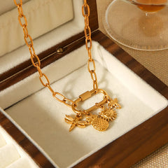 18K Gold-Plated Lock Chain Necklace OutfitFlow