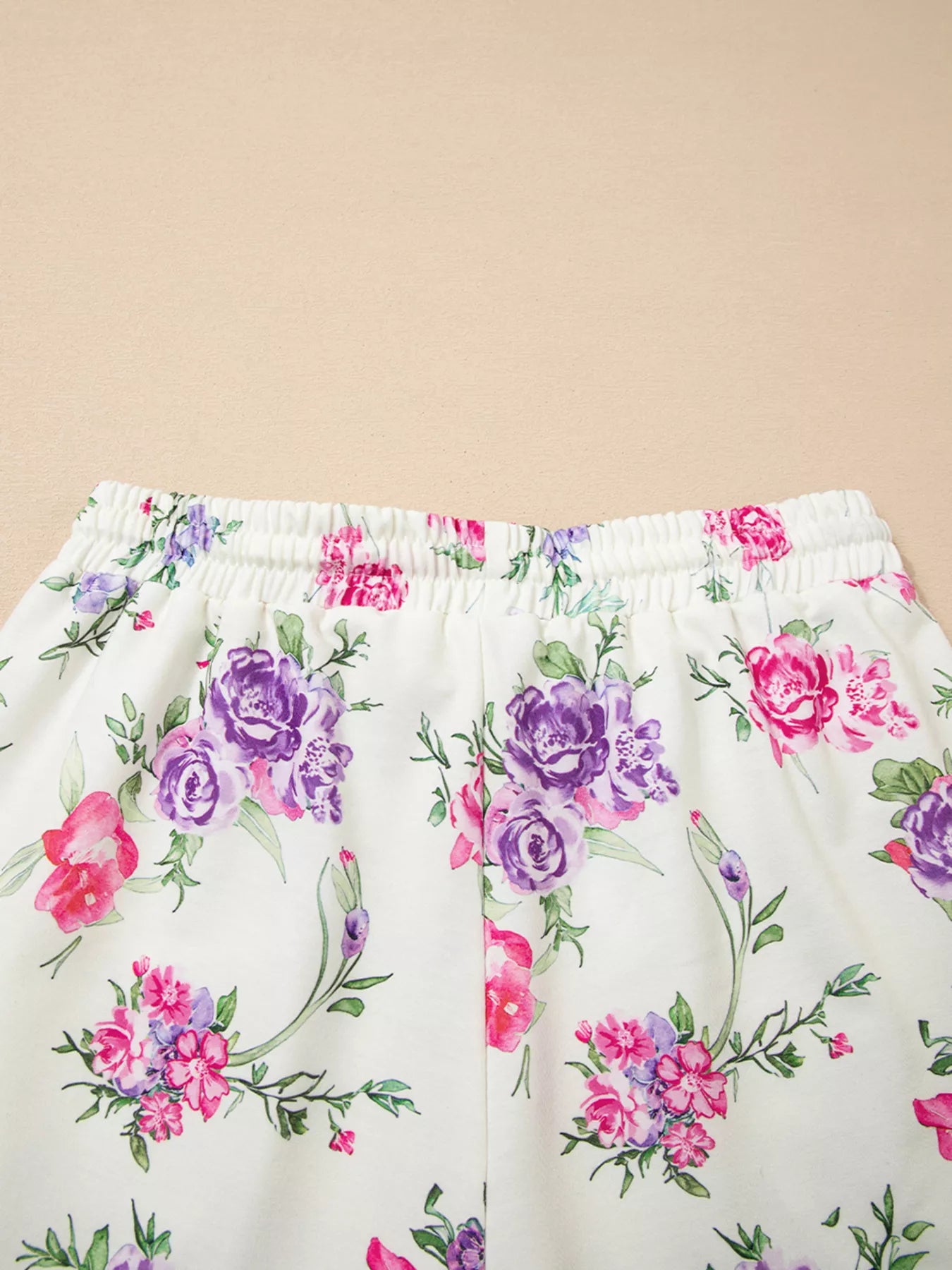 Floral Print Round Neck Top and Drawstring Pants Lounge Set OutfitFlow