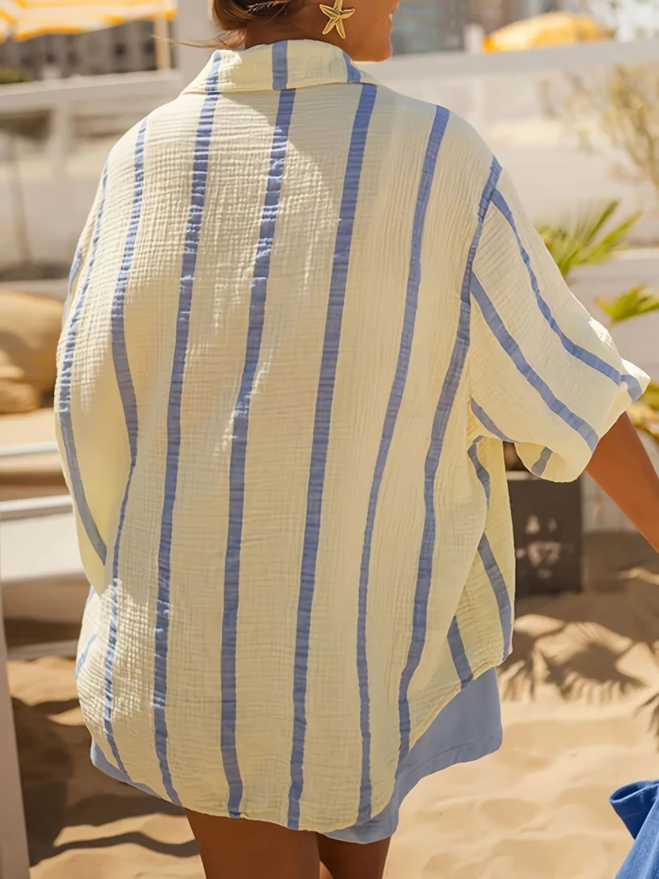 Striped Button Up Long Sleeve Shirt OutfitFlow