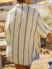 Striped Button Up Long Sleeve Shirt OutfitFlow