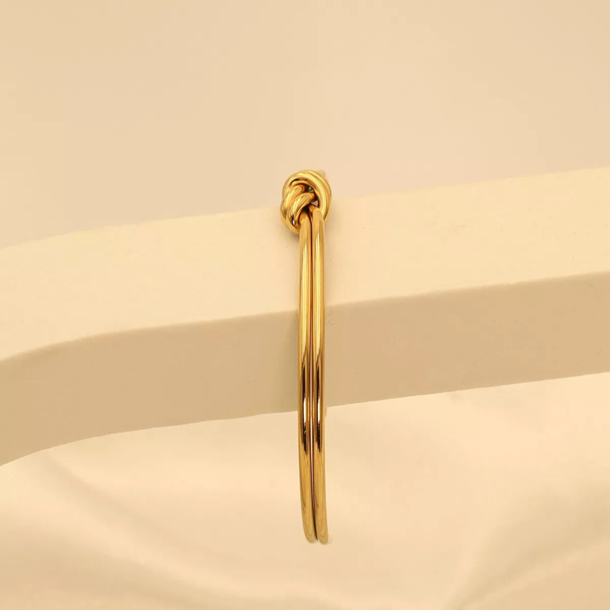 18K Gold-Plated Knot Open Bracelet OutfitFlow