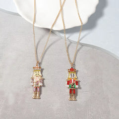 18K Gold-Plated Nutcracker Pendant Necklace Dusty Pink One Size OutfitFlow