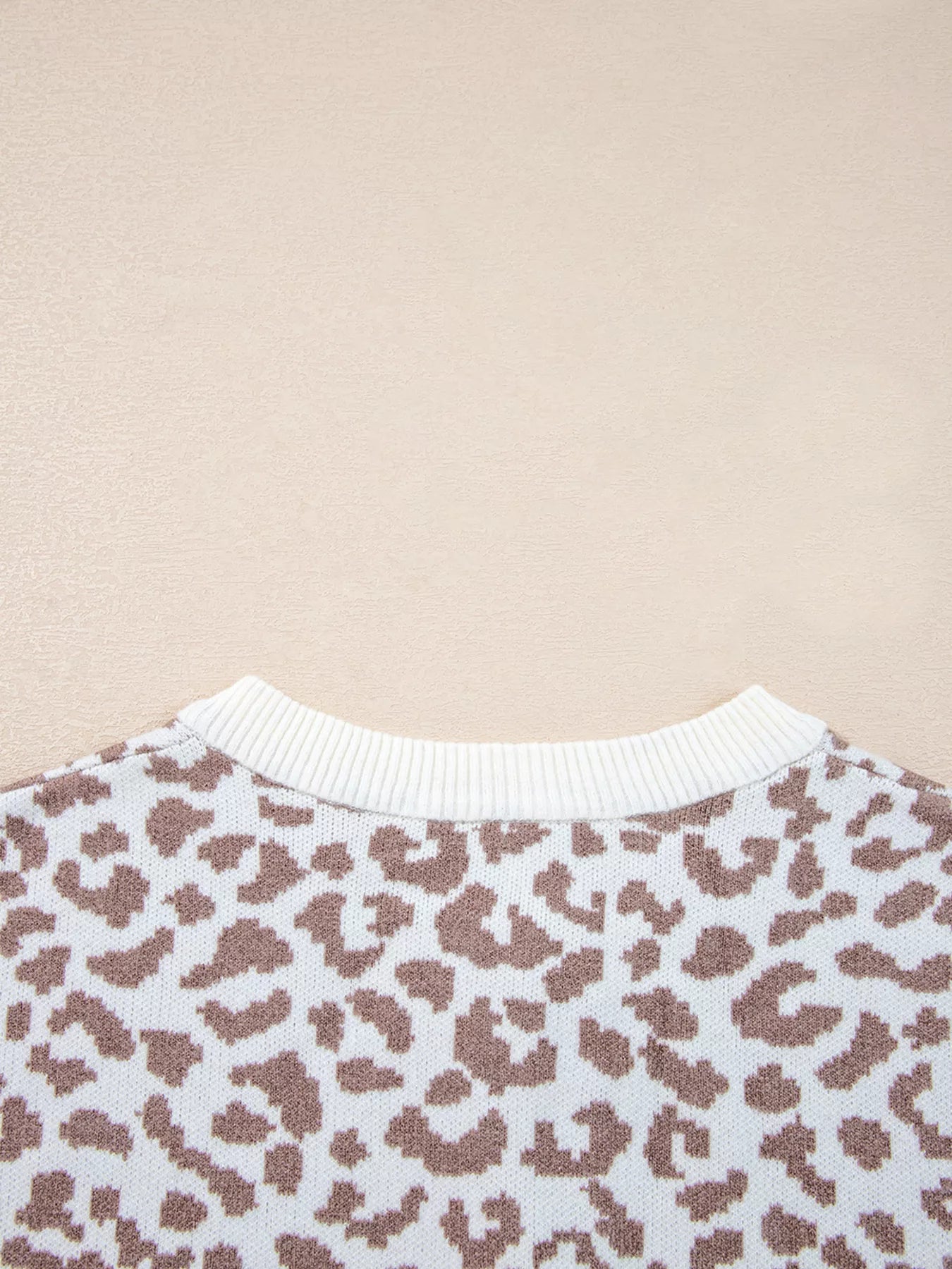 Leopard Drop Shoulder Chunky Knitted Cardigan OutfitFlow