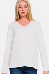 Outfit Flow - Zenana Full Size V-Neck Long Sleeve T-Shirt