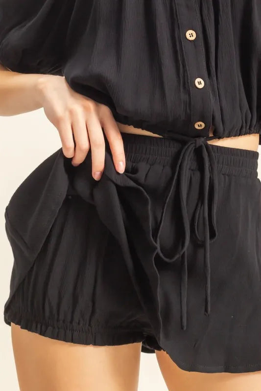 HYFVE Drawstring Hem Short Sleeve Top and Skort Set OutfitFlow