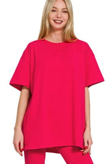 Zenana Cotton Round Neck Top & Legging Set OutfitFlow