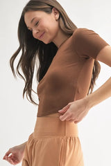MONO B Essential Micro-ribbed Cropped Athleisure Tee OutfitFlow