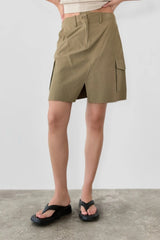POL Slit Skirt with Pockets OLIVE OutfitFlow